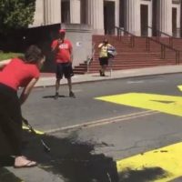 Brave Couple Peacefully Paints Over Giant Black Lives Matter Lettering on California Street, Are Now Wanted By Police